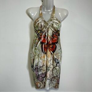 ◾️Y2K Sirens Butterfly Graphic Bubble Halter Dress
